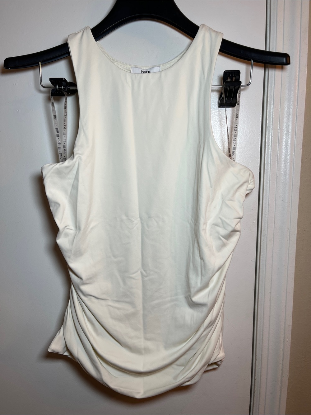 Bar III Cream Ruched Side Tank Top